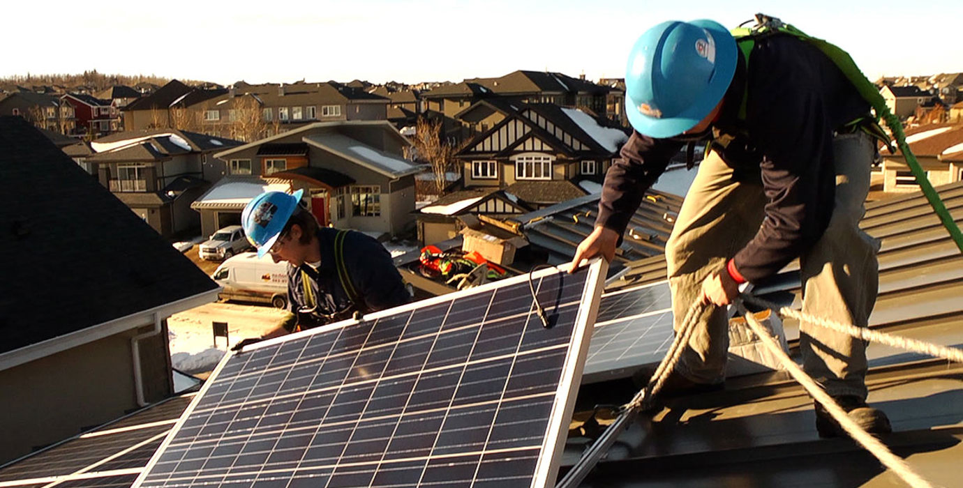 Solar Installer on roof