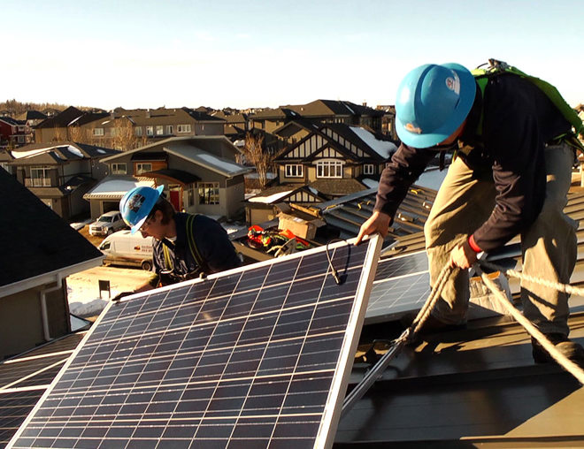 Solar Installer on roof