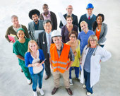 Group photo of people in different occupations 
