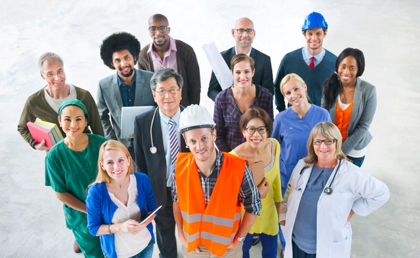 Group photo of people in different occupations