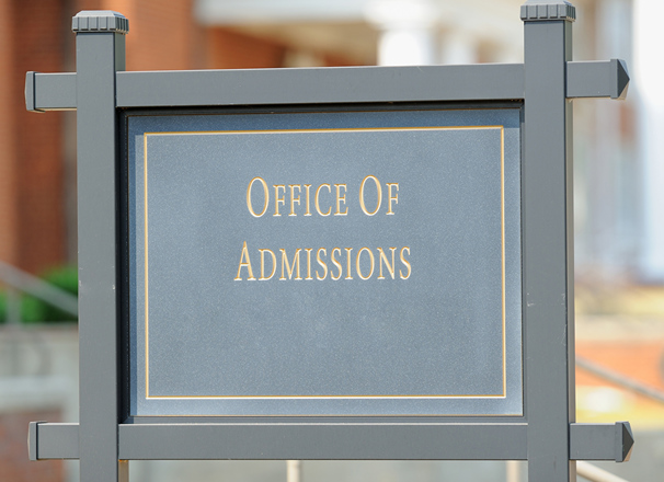 "Office of Admissions" sign