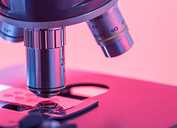 Closeup of a microscope