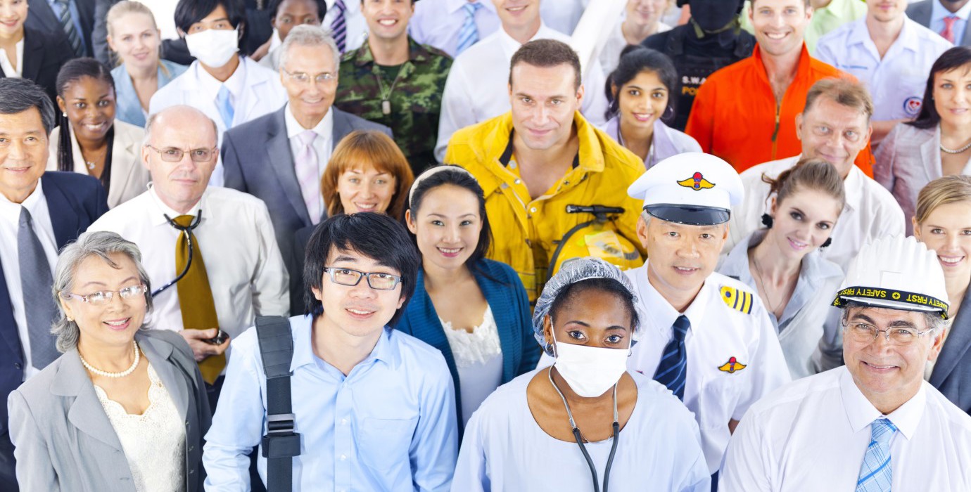 A group of people who each have different jobs.