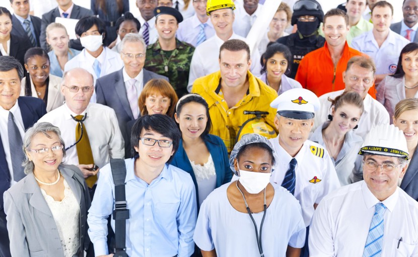 A group of people who each have different jobs. 