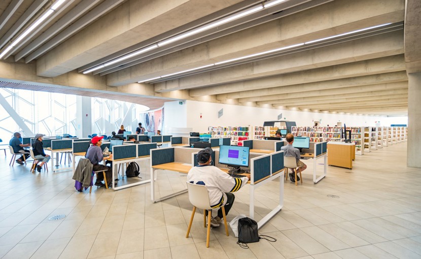 People studying in a public library. 