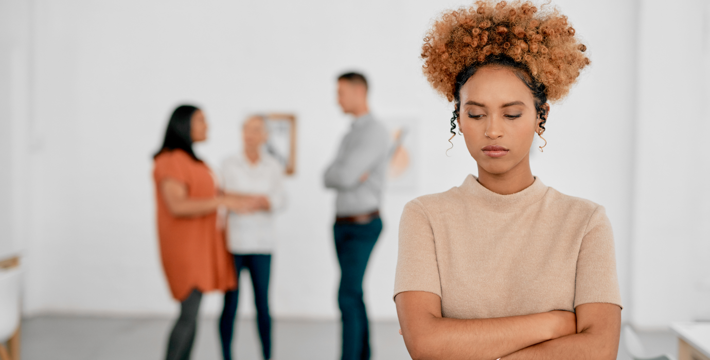 Person feeling excluded from their co-workers.